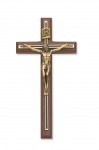 8'' Walnut Crucifix with Black/Gold Overlay