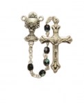 4mm Black Crystal First Communion Rosary