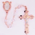 8MM Rose Gold Crystal Gaudalupe Rosary