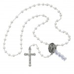 6mm Pewter Pearl Petition Locket Rosary