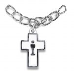 7'' White Cross First Communion Bracelet