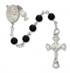 6mm Black Glass First Communion Rosary