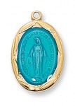  Blue Miraculous Medal/Gold Necklace