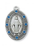 Blue Stone Miraculous Medal Necklace