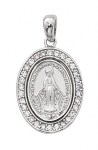 Silver Crystal Stone Miraculous Medal Necklace